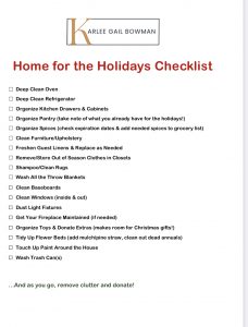 Home For the Holidays Checklist